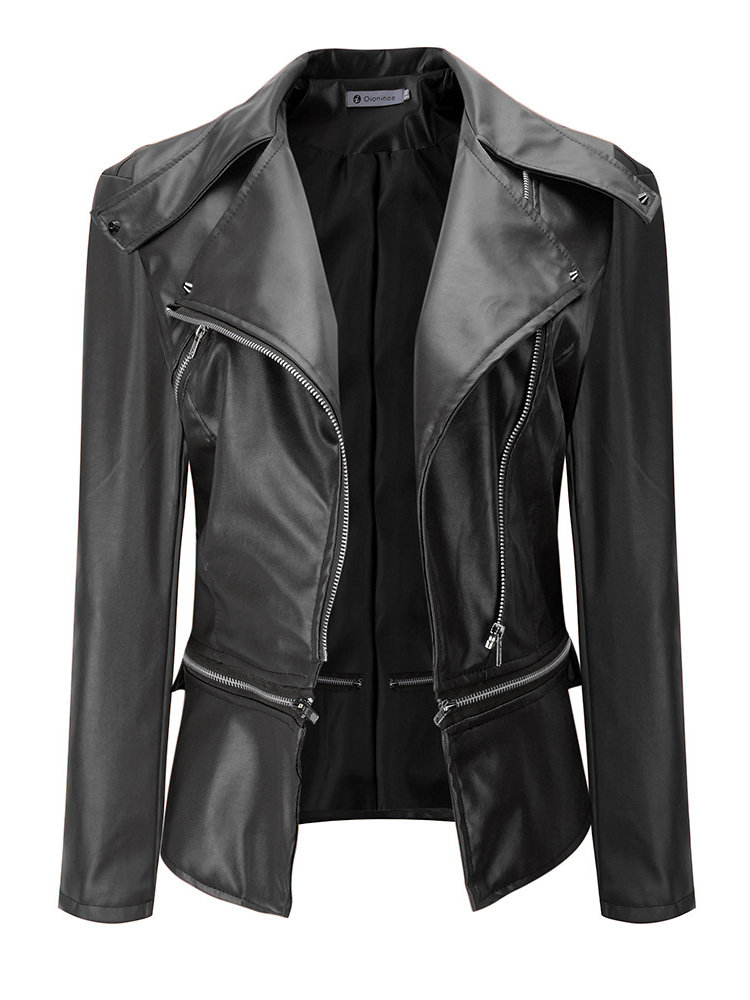 Newchic black leather jackets for women
