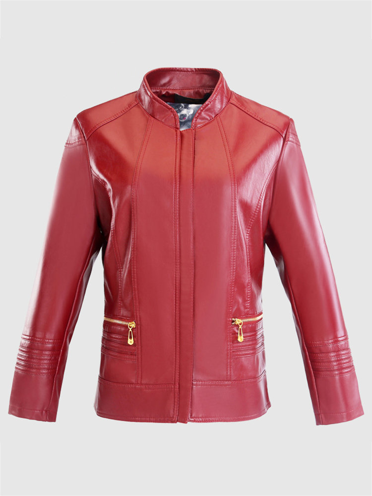 Newchic red leather jackets
