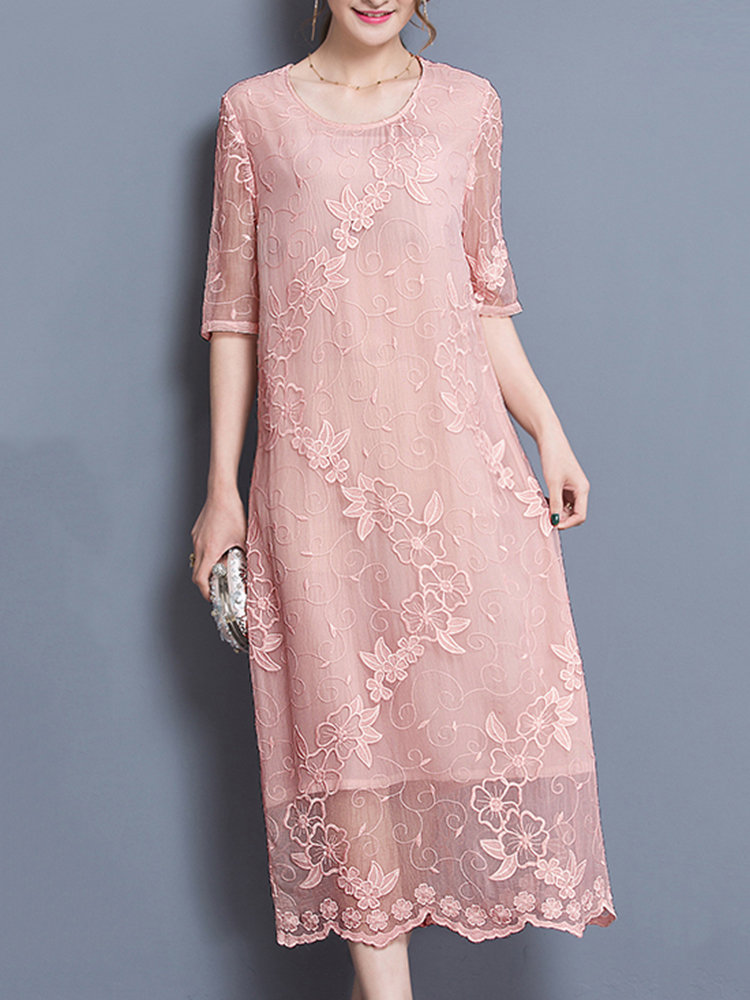 pink lace dress