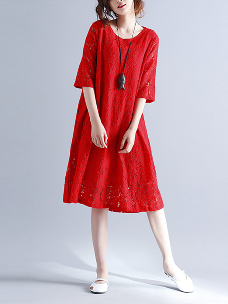 red lace dress with sleeves