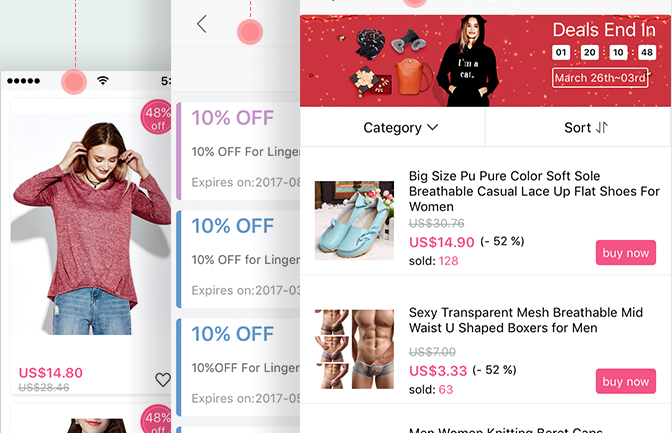 Flash Deal Page on Newchic APP