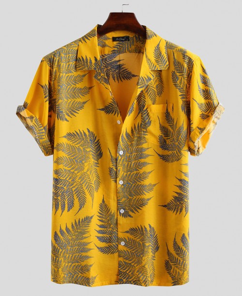 Leaf Printed Hawaiian Shirts $22.99