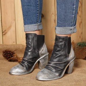 Socofy Leather Ankle Boots