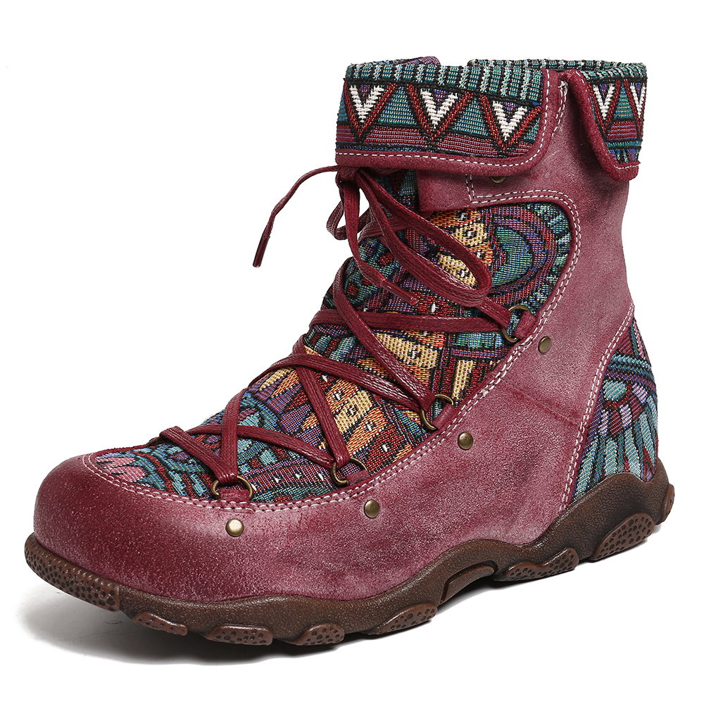 Bohemian SOCOFY Lace-up Boots